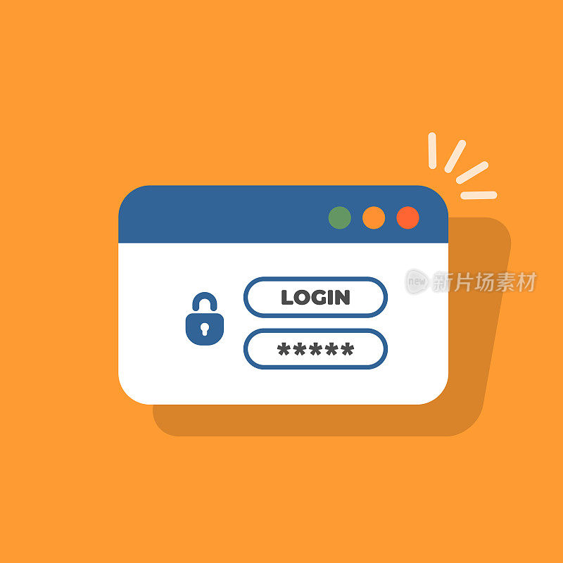 Login form page with lock, username and password.